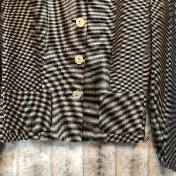 Chaps Women's Houndstooth 100% Wool Blazer Size 8 Black/White - Picture 3 of 8